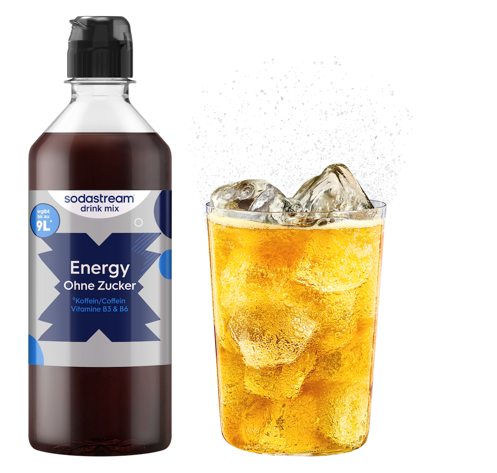 Sodastream Energy drink mix + Glas Packshot