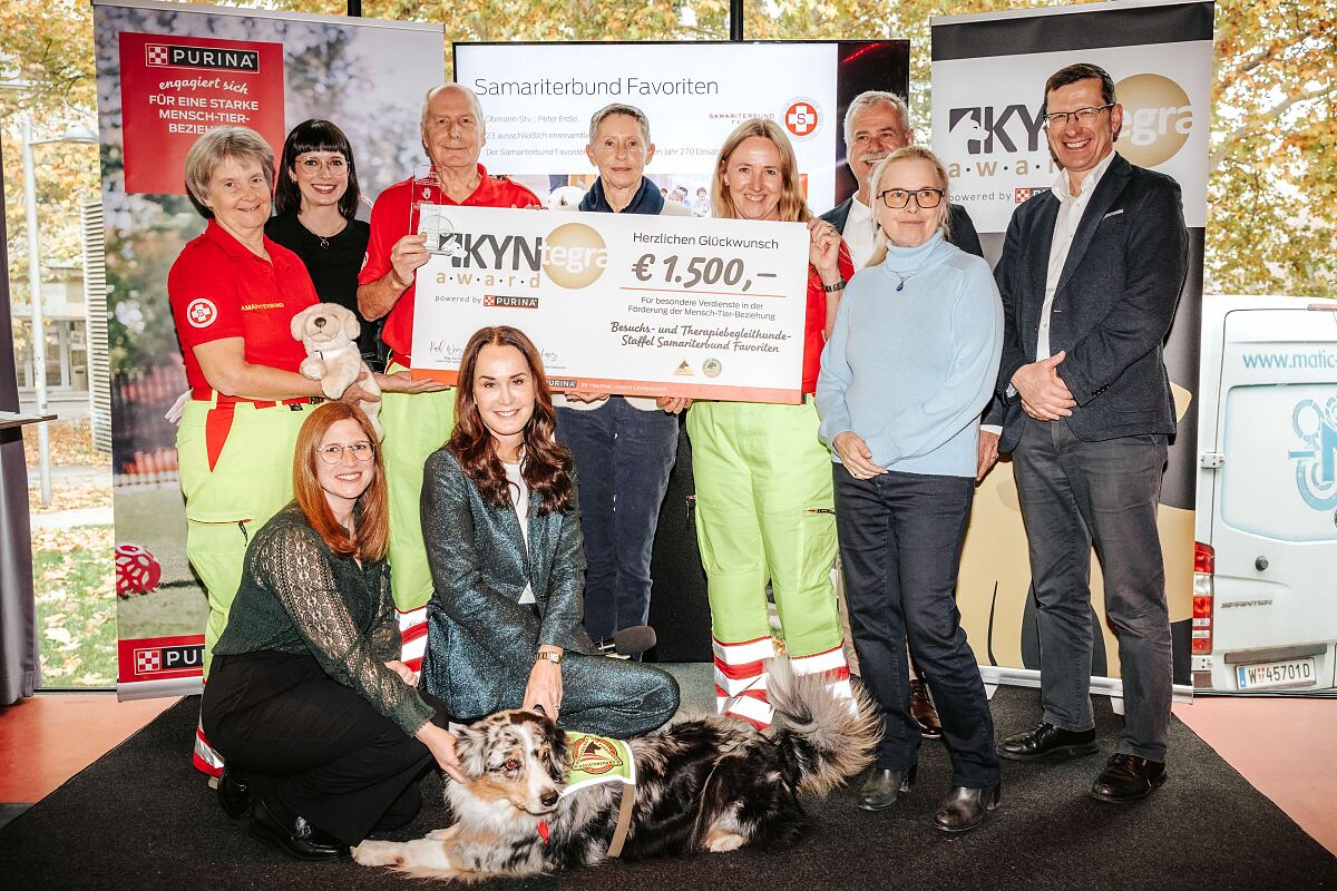 Das Team von der Besuchs- und Therapiebegleithunde-Staffel Samariterbund Favoriten freute sich sehr über die Auszeichnung. 